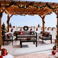 8 Pieces Patio Conversation Sets, Aluminum Outdoor Couch with Coffee Table, All-Weather Metal Patio Sofa with 5" Thick and Soft Cushion and Wide Arm, Outdoor Sofa Sets for Balcony, Porch, Light Gray
