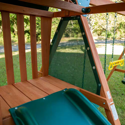 DIY Ranger plus Wooden Outdoor Playground Set with Slide, Rock Wall, and Swing Set