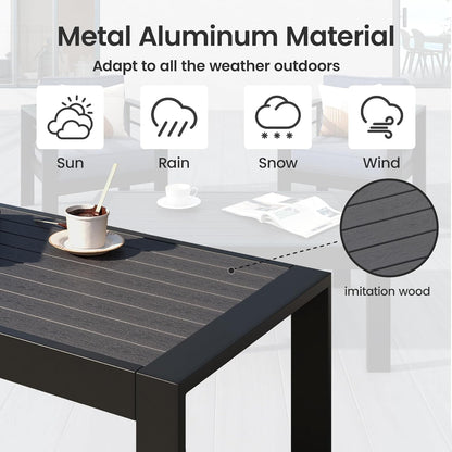 8 Pieces Patio Conversation Sets, Aluminum Outdoor Couch with Coffee Table, All-Weather Metal Patio Sofa with 5" Thick and Soft Cushion and Wide Arm, Outdoor Sofa Sets for Balcony, Porch, Light Gray