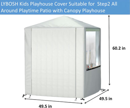 Outdoor Kids Playhouse Cover 600D Heavy Duty Waterproof Play House Covers Suitable for All around Playtime Patio with Canopy Playset （49.5" W X 49.5" D X 60.2" H Beige）Only Cover