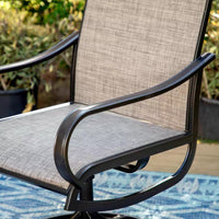 Black 9-Piece Metal Patio Outdoor Dining Set with Slat Square Table and Textilene Swivel Chairs