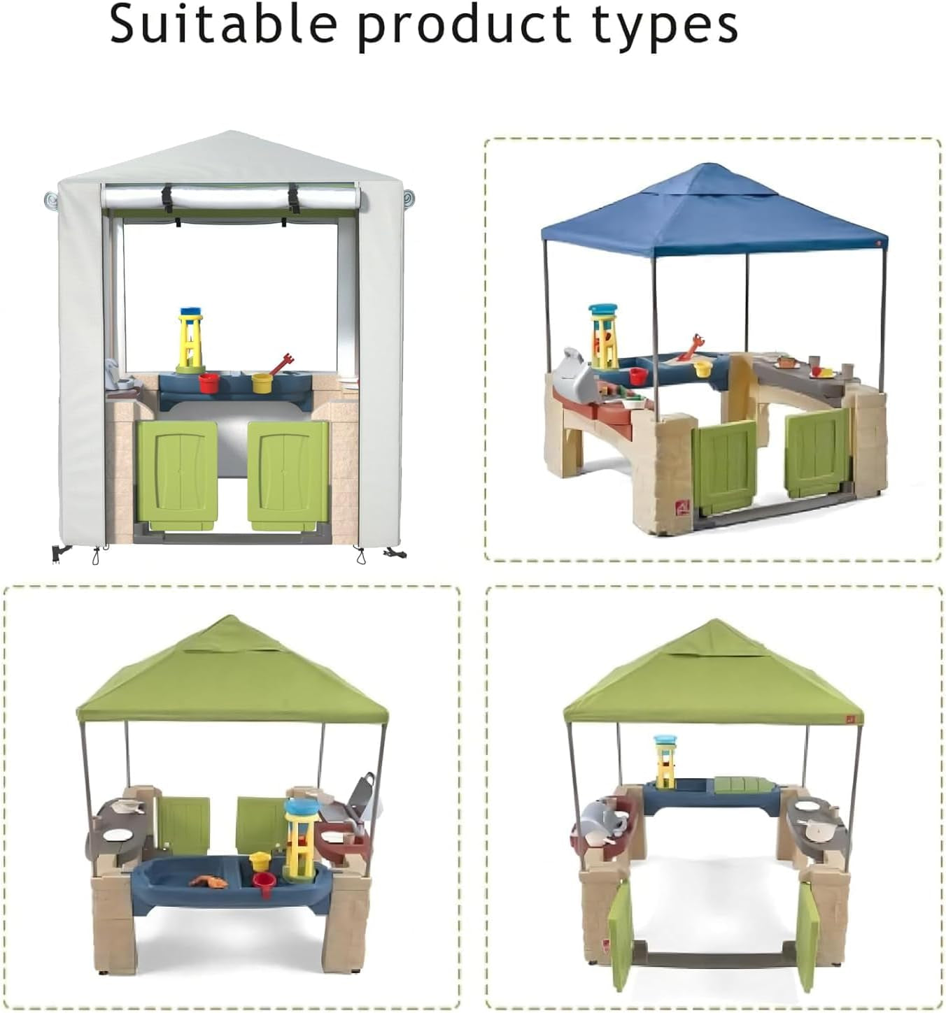 Outdoor Kids Playhouse Cover 600D Heavy Duty Waterproof Play House Covers Suitable for All around Playtime Patio with Canopy Playset （49.5" W X 49.5" D X 60.2" H Beige）Only Cover