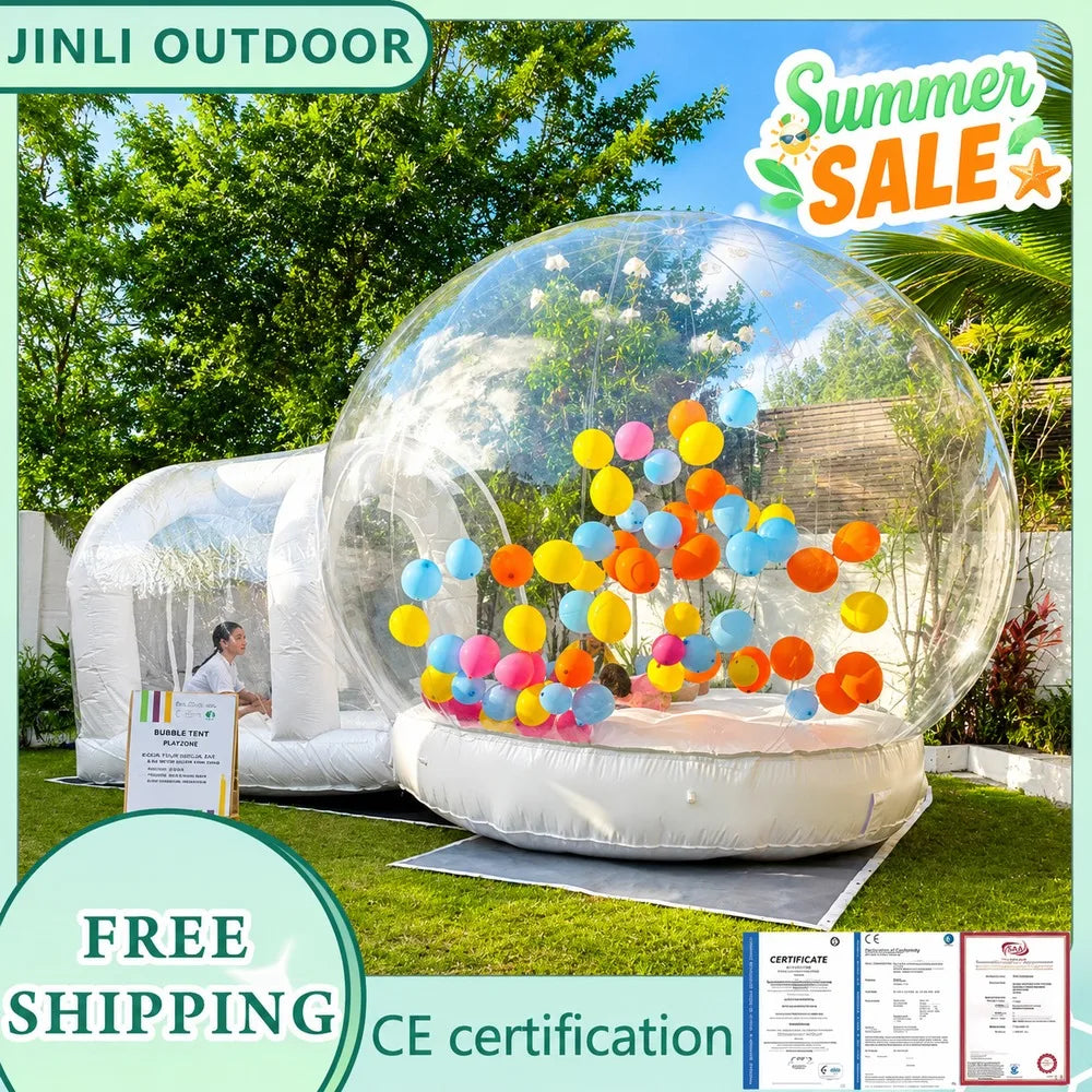 Inflatable Bouncy Bubble House Kids Play with Blower ​Balloon ​Transparent PVC Outdoor Dome Tent Bouncer for Chlidren Toys