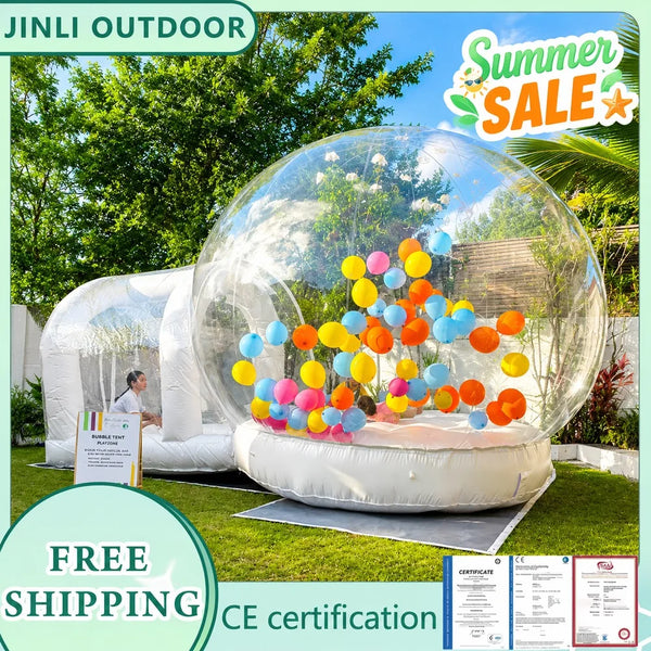 Inflatable Bouncy Bubble House Kids Play with Blower Balloon Transparent PVC Outdoor Dome Tent Bouncer for Chlidren Toys