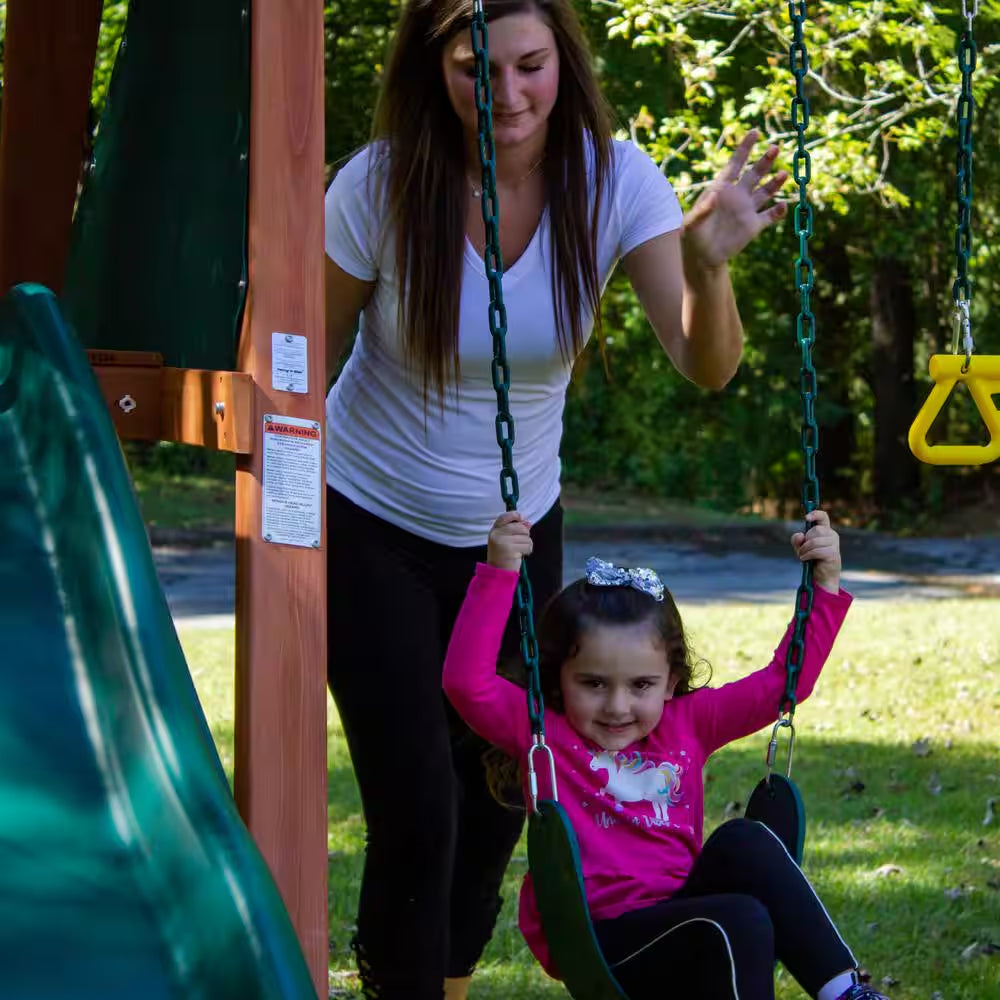 DIY Ranger plus Wooden Outdoor Playground Set with Slide, Rock Wall, and Swing Set