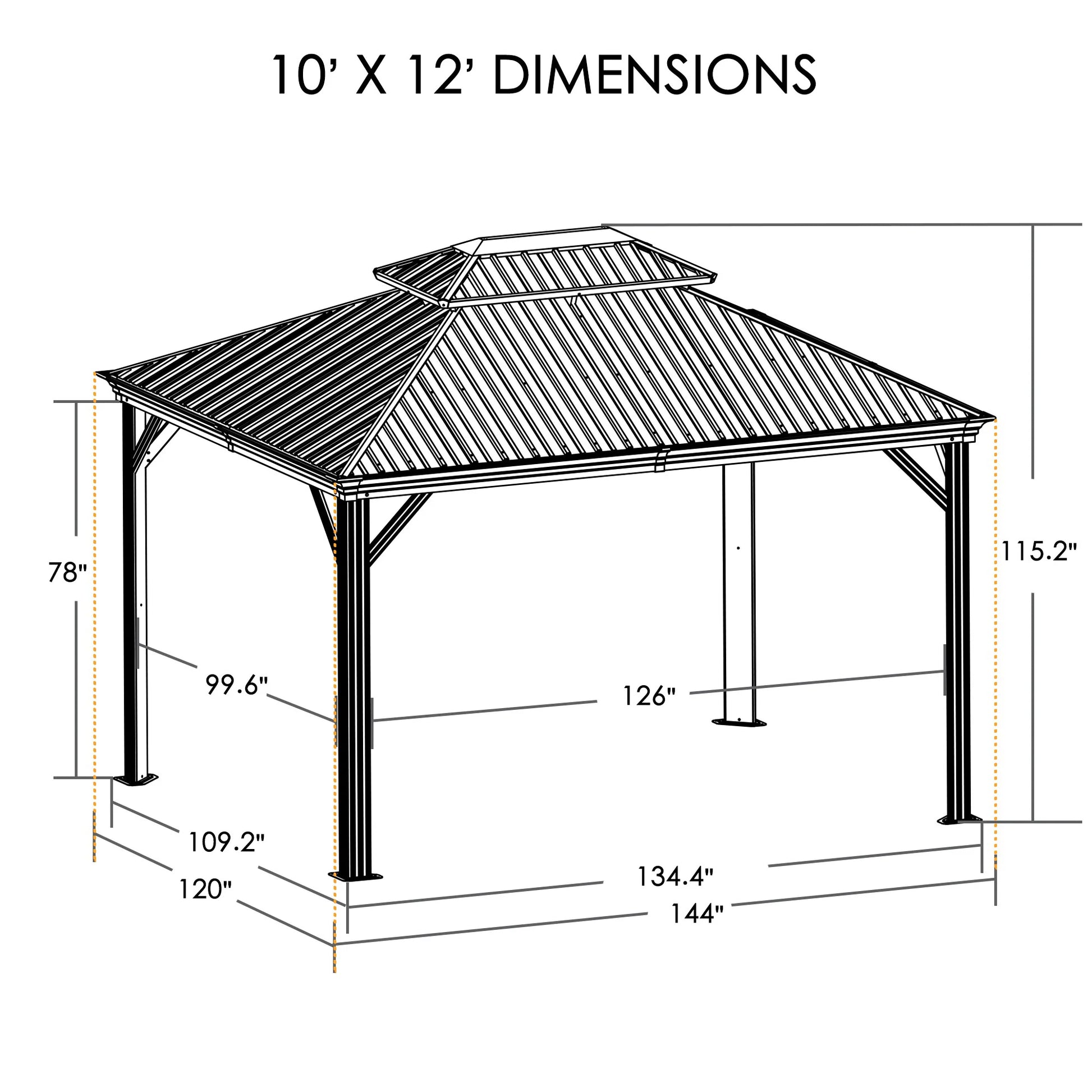 10-Ft X 12-Ft Alexander Dark Brown Gazebo with Hardtop Roof (Screen Included)