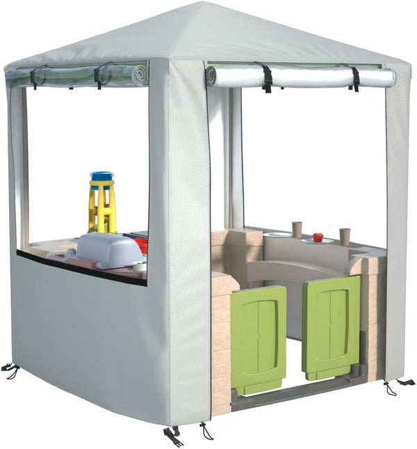 Outdoor Kids Playhouse Cover 600D Heavy Duty Waterproof Play House Covers Suitable for All around Playtime Patio with Canopy Playset （49.5" W X 49.5" D X 60.2" H Beige）Only Cover