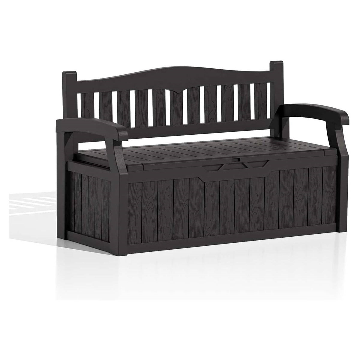 Heavy Duty Brown Plastic Outdoor Storage Garden Bench Patio Deck Box