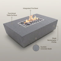 Concrete Fire Pit Table - Rectangular — infographic