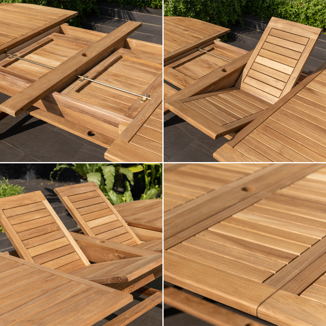 Teak Wood Outdoor Patio Extendable Julien Dining Set