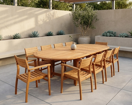 Teak Wood Outdoor Patio Extendable Julien Dining Set