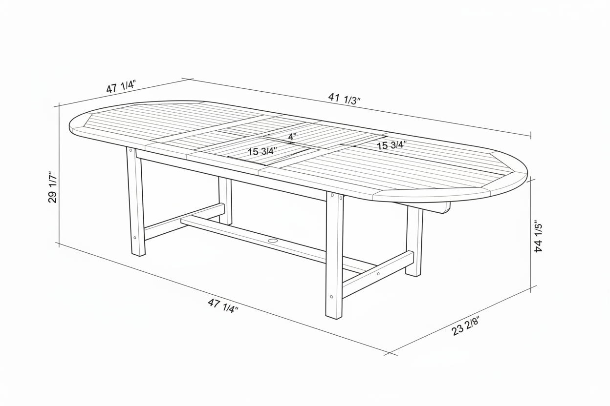 Teak Wood Outdoor Patio Extendable Julien Dining Set