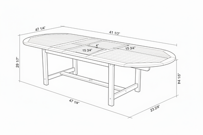 Teak Wood Outdoor Patio Extendable Julien Dining Set