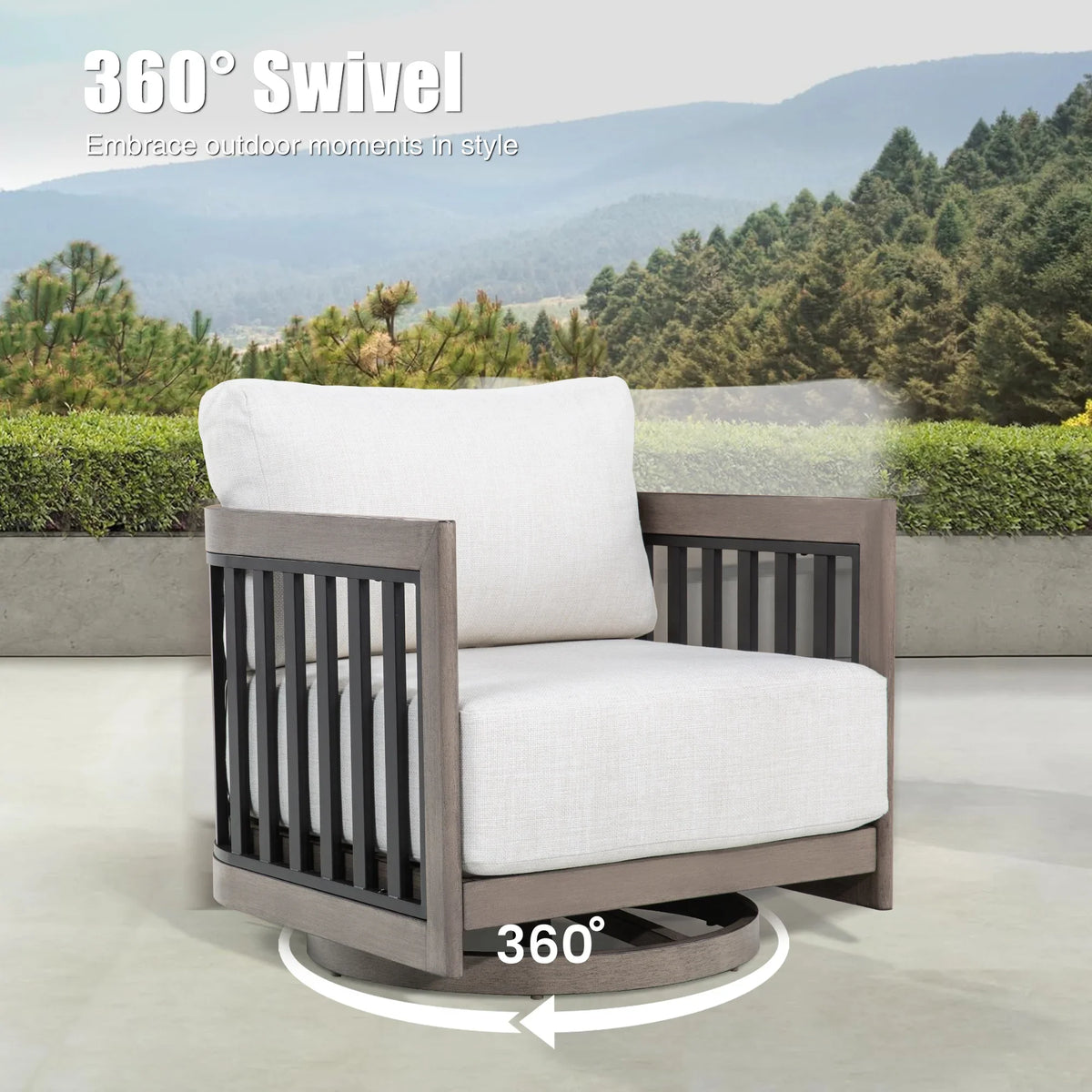 Sereno 6-Piece Swivel Aluminum Patio Conversation Set with Ottoman