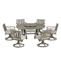 Azur Patio Round 60" Dining Set With Removable Lazy Susan And Sunbrella® Cushions