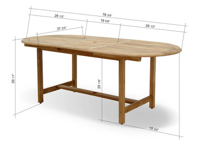 Teak Wood Outdoor Patio Extendable Julien Dining Set