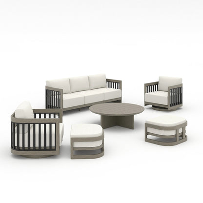Sereno 6-Piece Swivel Aluminum Patio Conversation Set with Ottoman