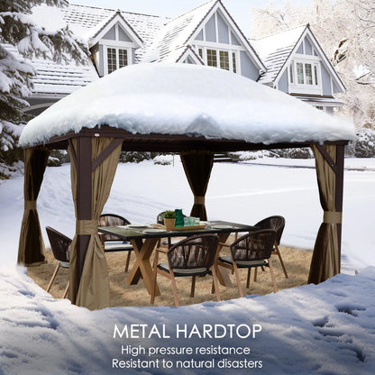 10-Ft X 12-Ft Alexander Dark Brown Gazebo with Hardtop Roof (Screen Included)