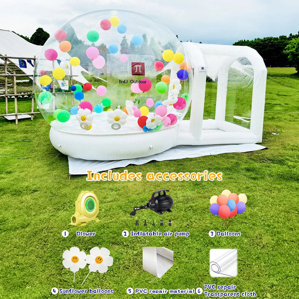 Inflatable Bouncy Bubble House Kids Play with Blower ​Balloon ​Transparent PVC Outdoor Dome Tent Bouncer for Chlidren Toys