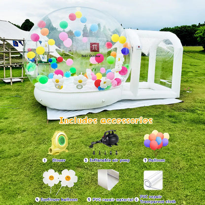 Inflatable Bouncy Bubble House Kids Play with Blower ​Balloon ​Transparent PVC Outdoor Dome Tent Bouncer for Chlidren Toys