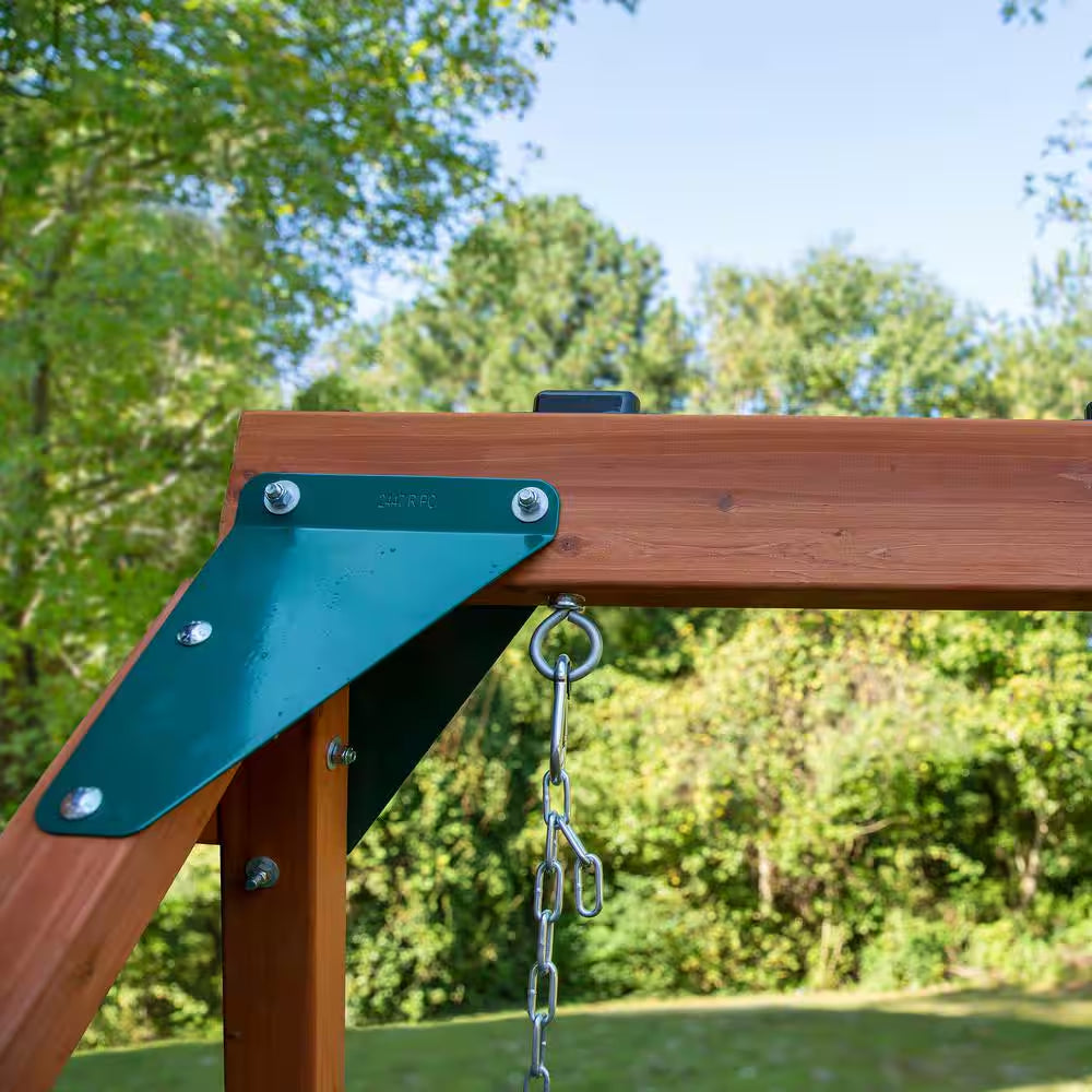 DIY Ranger plus Wooden Outdoor Playground Set with Slide, Rock Wall, and Swing Set