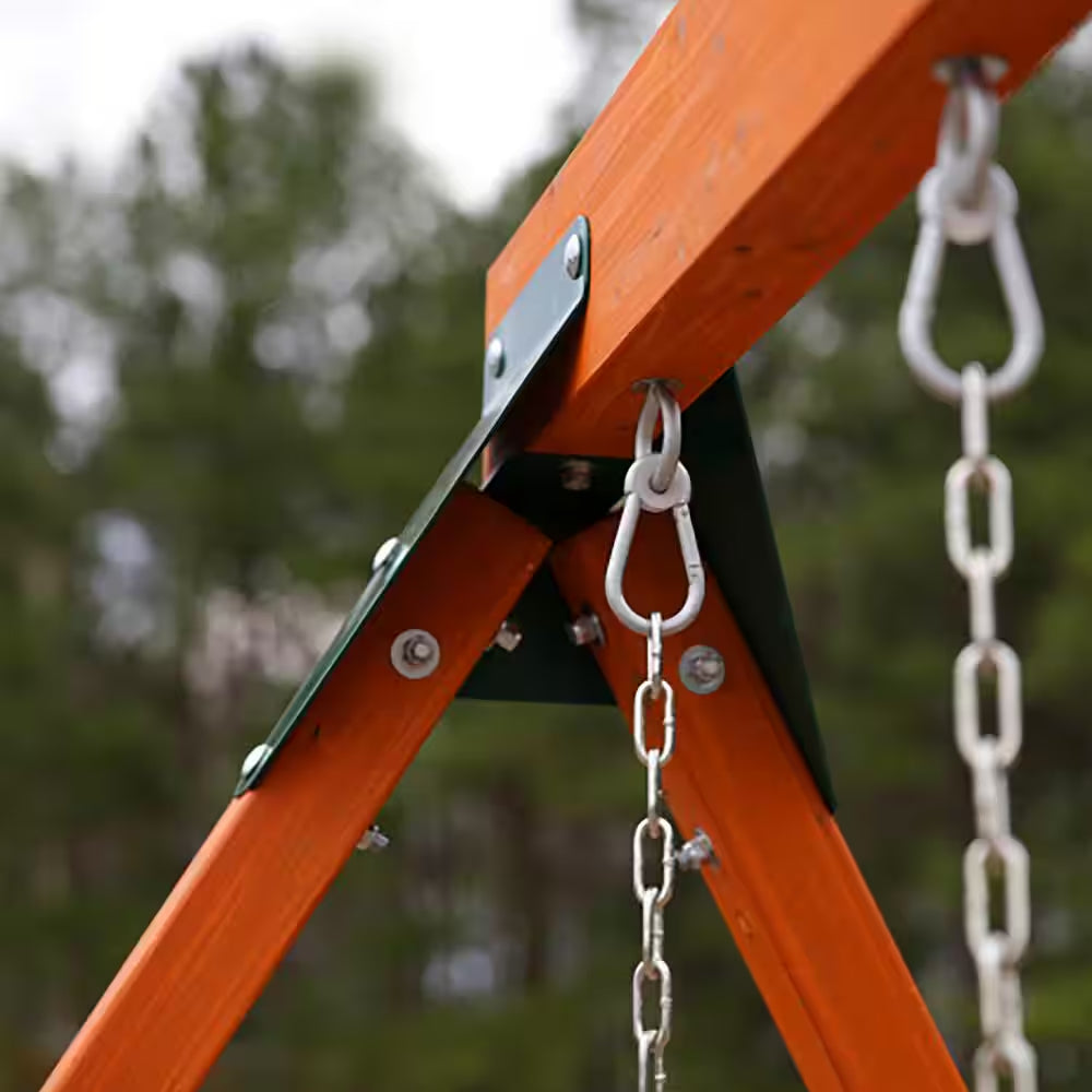 DIY Ranger plus Wooden Outdoor Playground Set with Slide, Rock Wall, and Swing Set